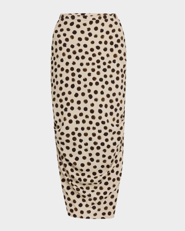 Sonata Polka-Dot Ruched Pencil Skirt